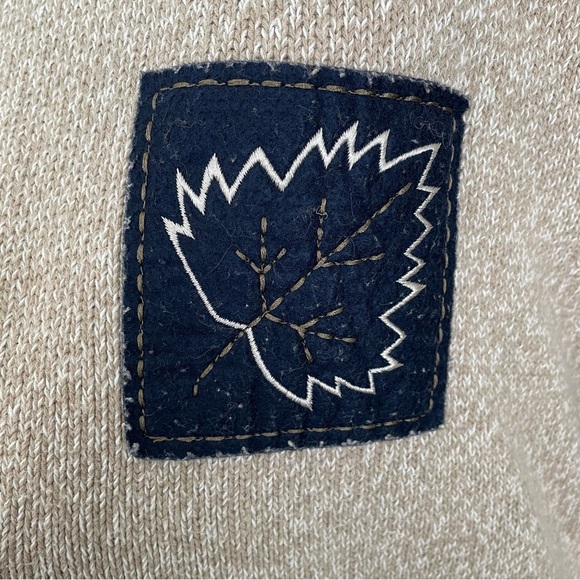 Stitches in Time Vintage Sweater Fall Leaf Navy Patches Tan Artsy Tunic Women 3X - Picture 9 of 10